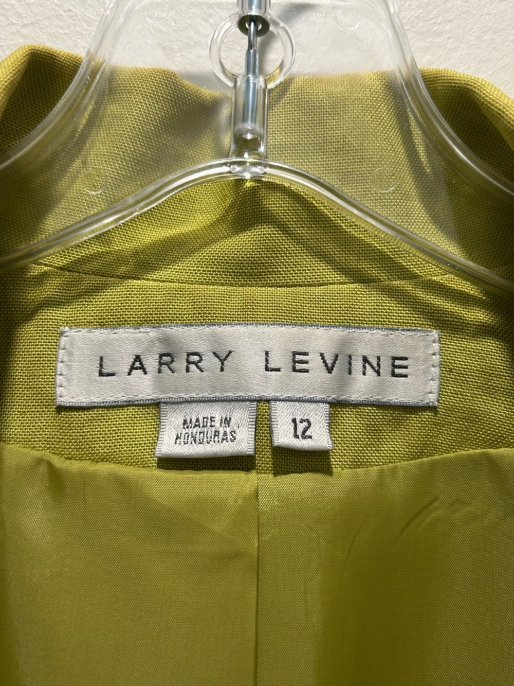 VTG Larry Levine Chartreuse Linen Suit, Cropped Jacket, Wide Leg Pants - Size 12 - Picture 6 of 11